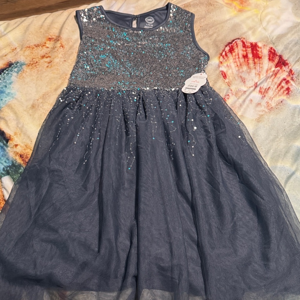 Wonder Nation Glittery Navy Kids Dress